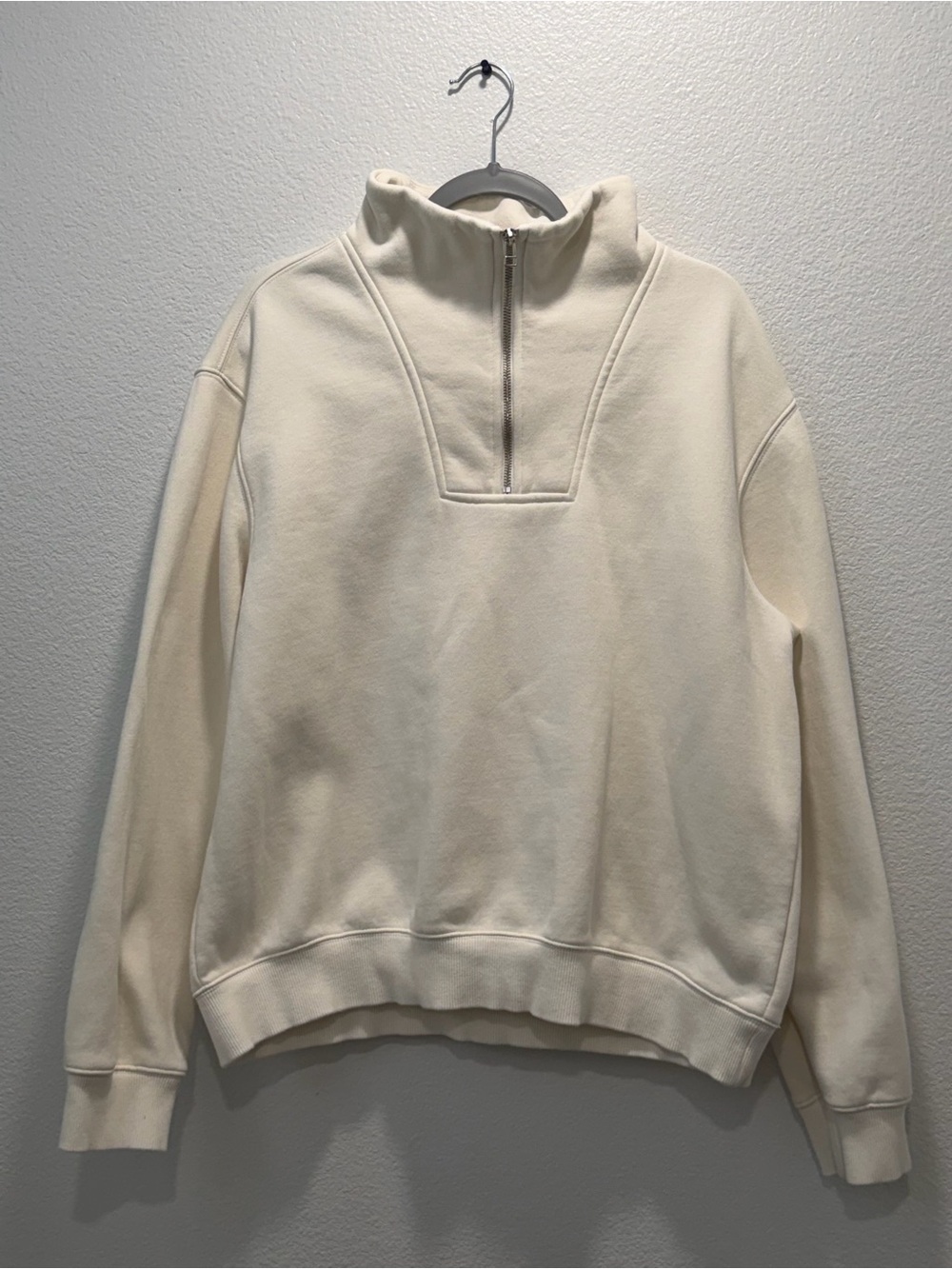 H&M Cream Half-Zip Fleece Jacket Size L